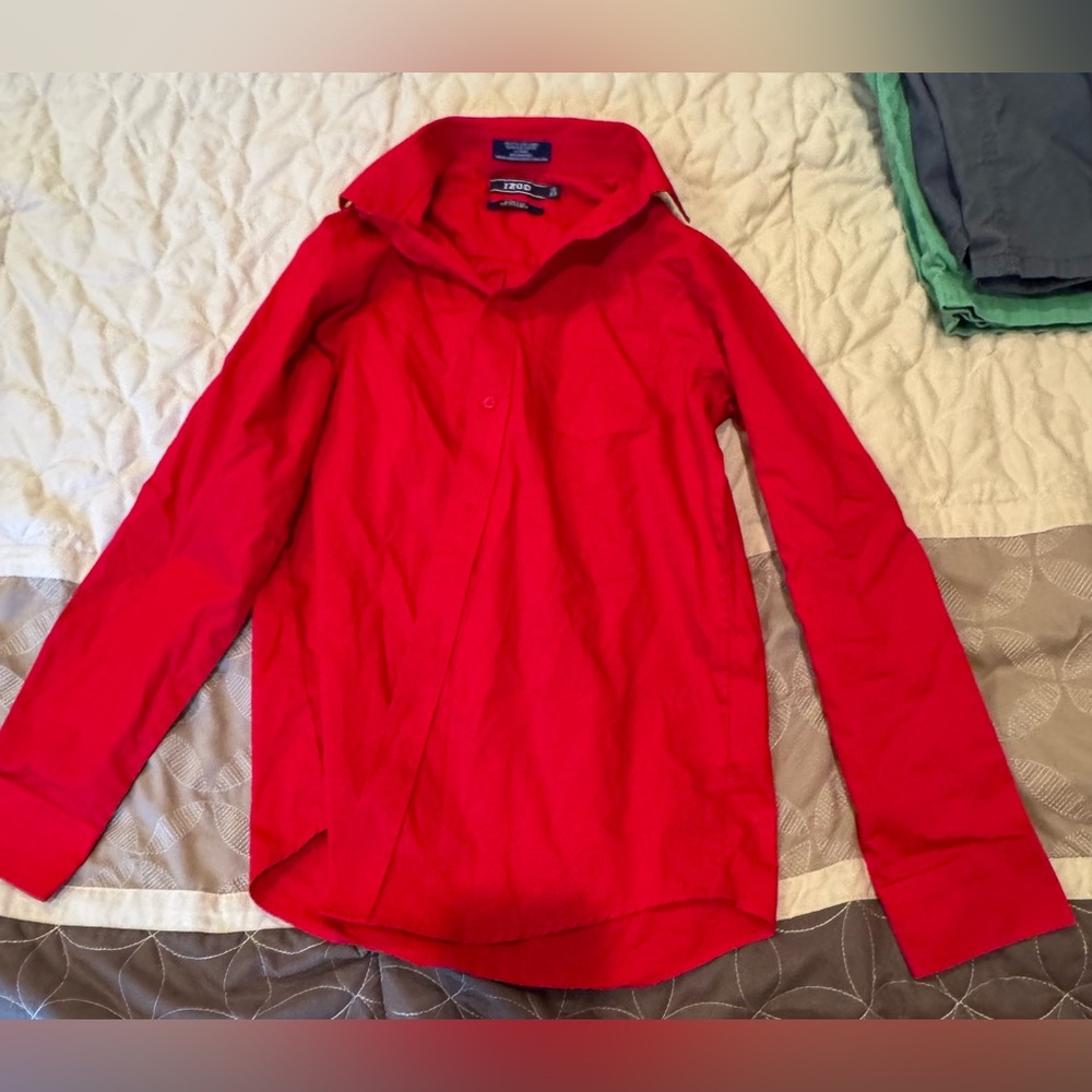 Izod Boys Red Button Down Shirt
